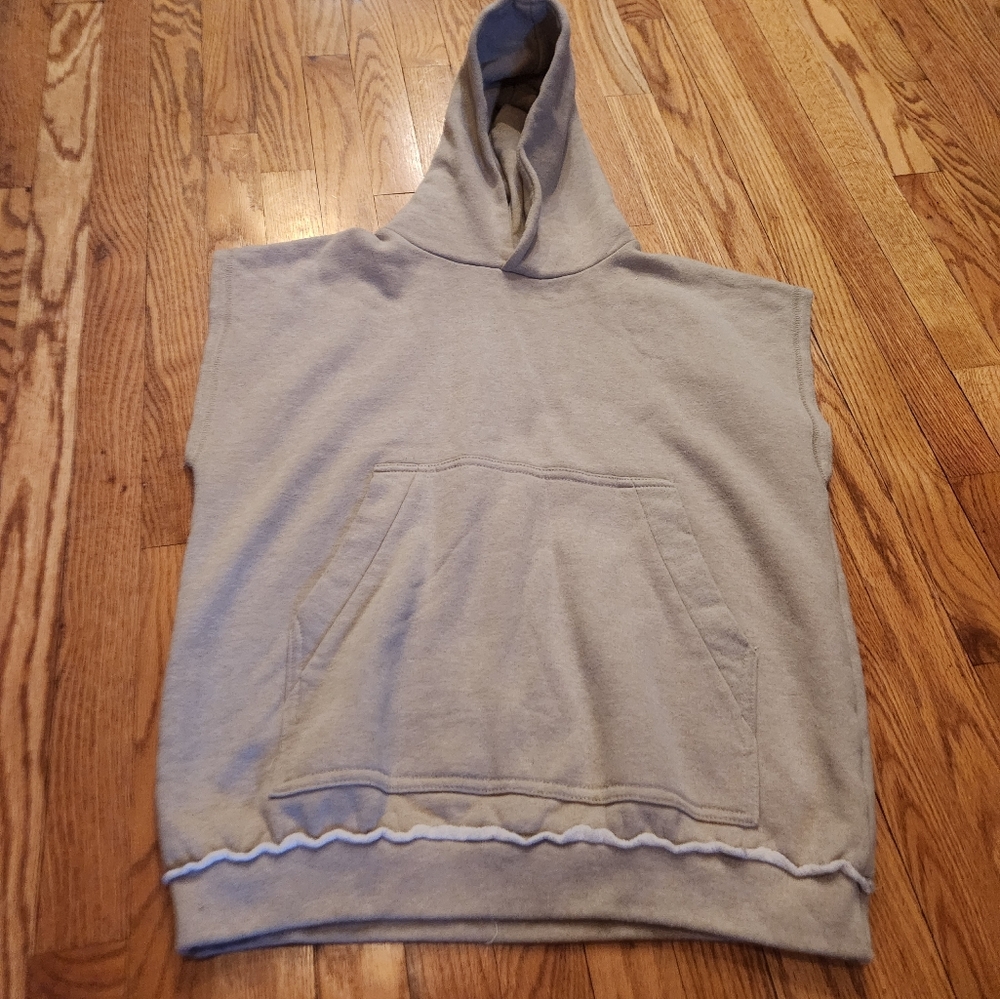 Represent Beige Sleeveless Hoodie with Pocket Size S
